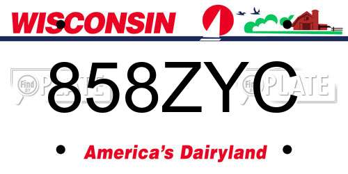 858ZYC Wisconsin License Plate