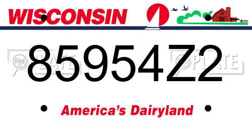 85954Z2 Wisconsin License Plate