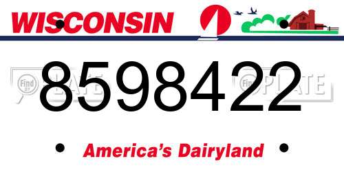 8598422 Wisconsin License Plate