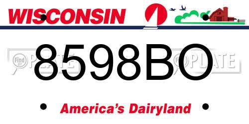 8598BO Wisconsin License Plate