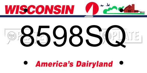 8598SQ Wisconsin License Plate