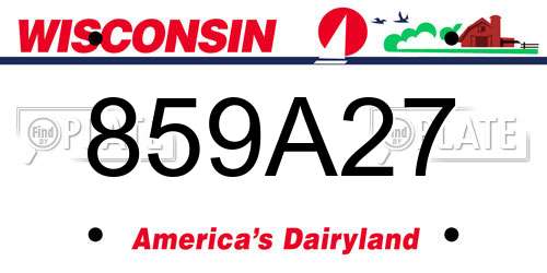 859A27 Wisconsin License Plate