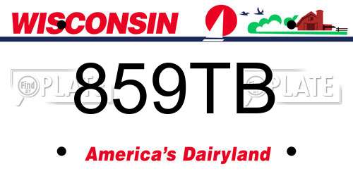 859TB Wisconsin License Plate
