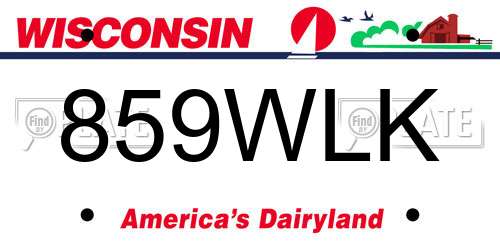 859WLK Wisconsin License Plate