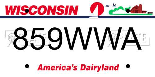 859WWA Wisconsin License Plate