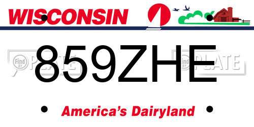 859ZHE Wisconsin License Plate