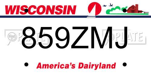 859ZMJ Wisconsin License Plate