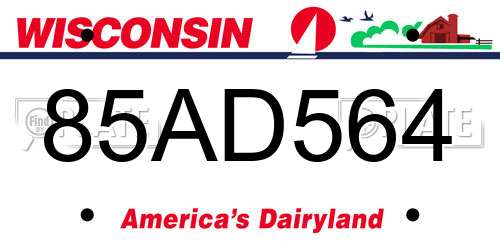 85AD564 Wisconsin License Plate