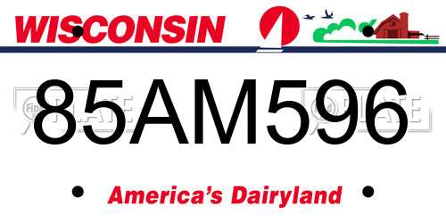 85AM596 Wisconsin License Plate