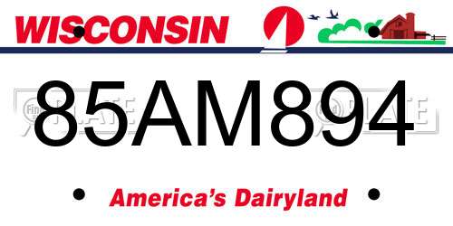 85AM894 Wisconsin License Plate