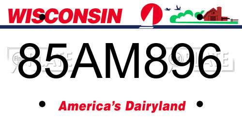 85AM896 Wisconsin License Plate