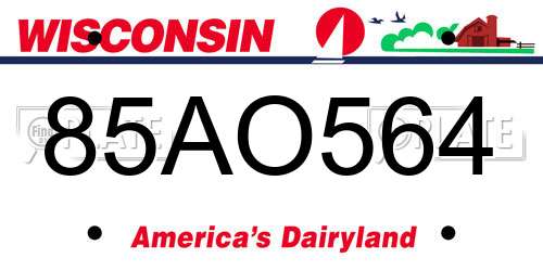 85AO564 Wisconsin License Plate