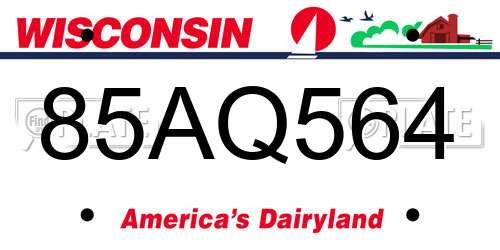 85AQ564 Wisconsin License Plate