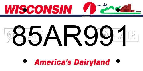 85AR991 Wisconsin License Plate