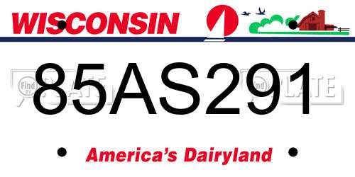 85AS291 Wisconsin License Plate