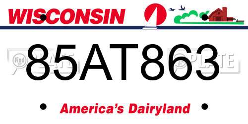 85AT863 Wisconsin License Plate