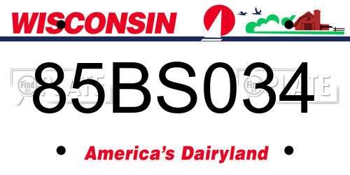 85BS034 Wisconsin License Plate