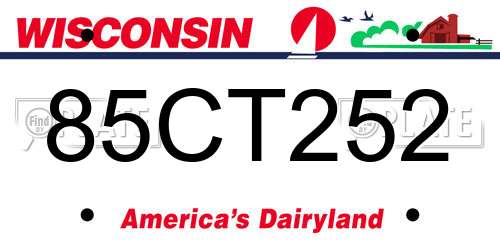 85CT252 Wisconsin License Plate