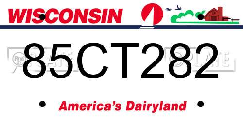 85CT282 Wisconsin License Plate