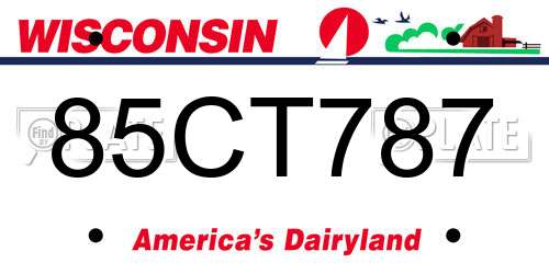 85CT787 Wisconsin License Plate