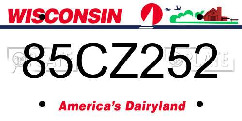 85CZ252 Wisconsin License Plate