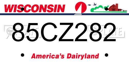 85CZ282 Wisconsin License Plate
