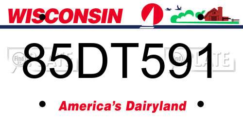 85DT591 Wisconsin License Plate