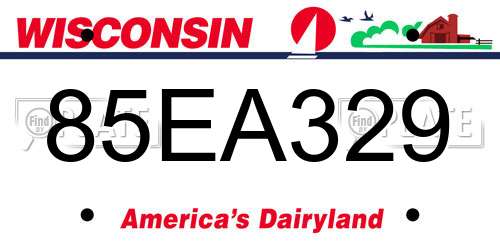85EA329 Wisconsin License Plate