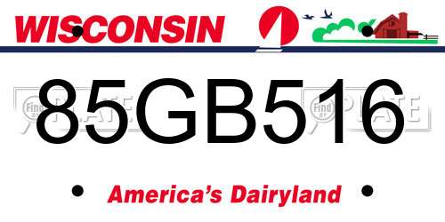 85GB516 Wisconsin License Plate