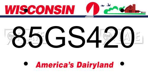 85GS420 Wisconsin License Plate