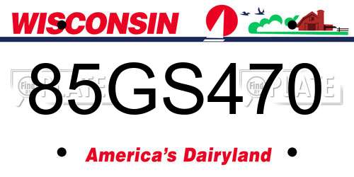 85GS470 Wisconsin License Plate