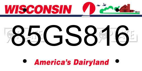 85GS816 Wisconsin License Plate