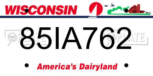 85IA762 Wisconsin License Plate
