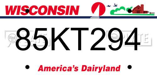 85KT294 Wisconsin License Plate