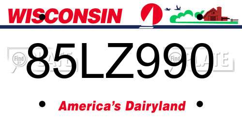 85LZ990 Wisconsin License Plate