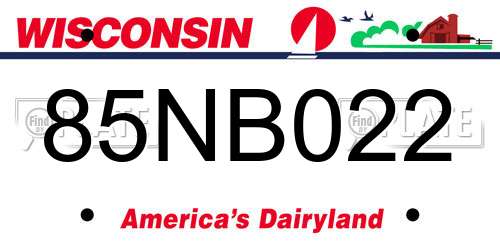 85NB022 Wisconsin License Plate