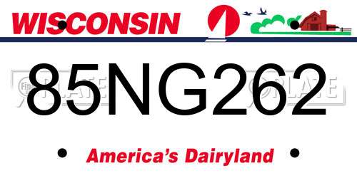 85NG262 Wisconsin License Plate