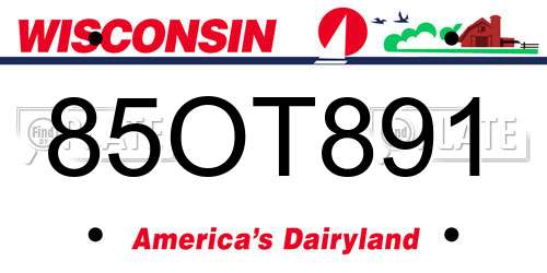 85OT891 Wisconsin License Plate