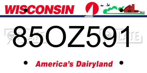 85OZ591 Wisconsin License Plate