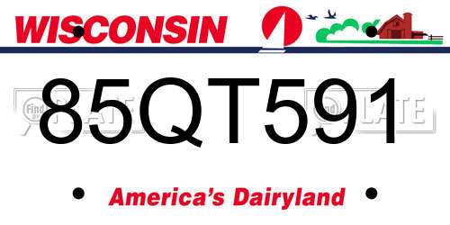 85QT591 Wisconsin License Plate