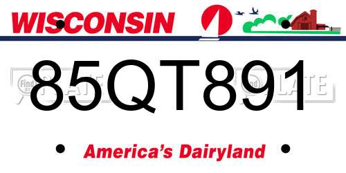 85QT891 Wisconsin License Plate