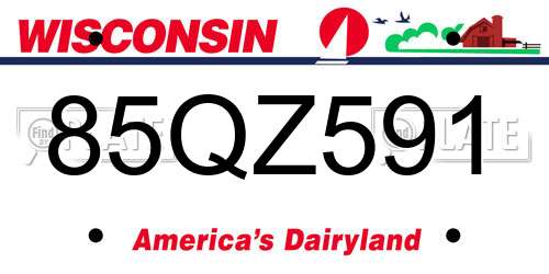 85QZ591 Wisconsin License Plate