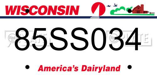 85SS034 Wisconsin License Plate