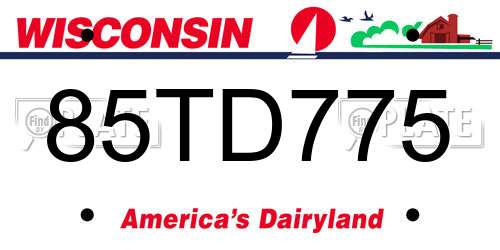 85TD775 Wisconsin License Plate