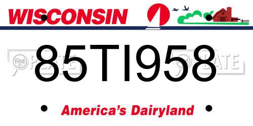 85TI958 Wisconsin License Plate