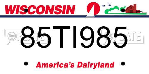 85TI985 Wisconsin License Plate