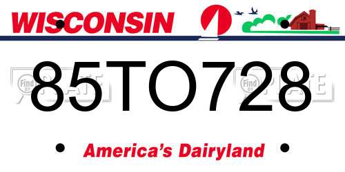 85TO728 Wisconsin License Plate
