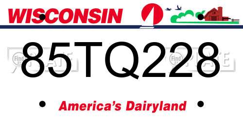 85TQ228 Wisconsin License Plate