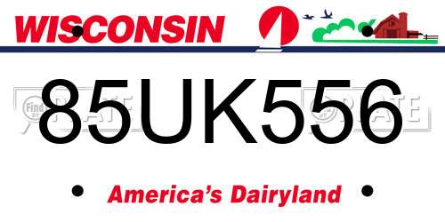 85UK556 Wisconsin License Plate