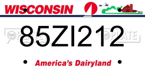 85ZI212 Wisconsin License Plate